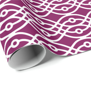Kimono-Druck, Aubergine lila und weiß Geschenkpapier