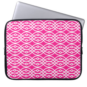 Kimono-Druck, fuchsienrosa und weiß Laptopschutzhülle