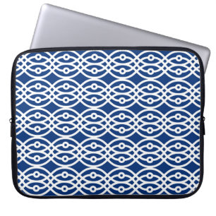Kimono-Druck, navyblau und weiß Laptopschutzhülle