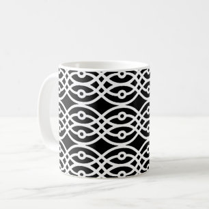 Kimono-Druck, weiß auf schwarz Kaffeetasse