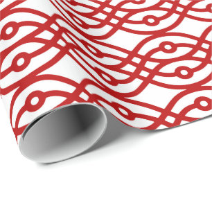 Kimono-Druck, weiß und dunkelrot Geschenkpapier