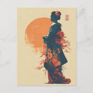 Kimono-Frau Vintage Postkarte
