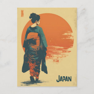 Kimono-Frau vintage Postkarte