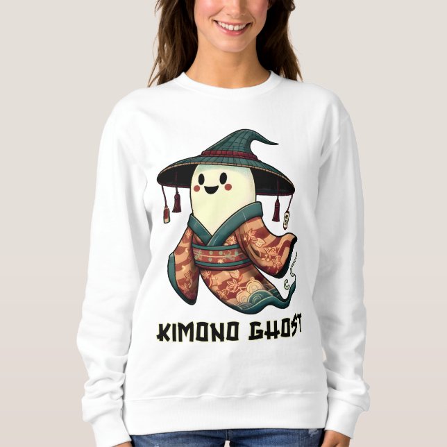 Kimono Geist - Trick oder Leckerbissen - Happy hal Sweatshirt (Vorderseite)