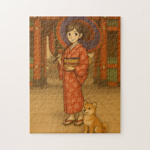 Kimono Girl und Shiba Hund in Asakusa
