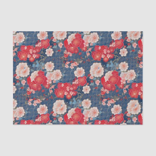 Kimono inspirierte japanisches Musterpapier Seidenpapier (Vorderseite)