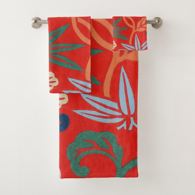Kimono japonais hawaïen rouge : Vintage floral (En situation)