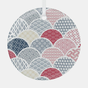 Kimono Line Art: Traditionelles geometrisches Must Ornament Aus Glas