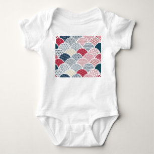 Kimono-Linienkunst: Traditionelles geometrisches M Baby Strampler