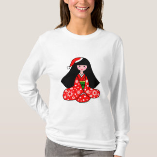 Kimono-Mädchen-WeihnachtsCartoon-Illustration T-Shirt