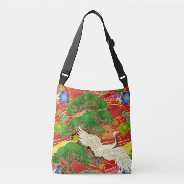 Kimono-Muster  japanisches Gewebe Tragetaschen Mit Langen Trägern (Vorderseite)