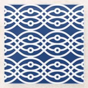 Kimono print, blau und weiß glasuntersetzer