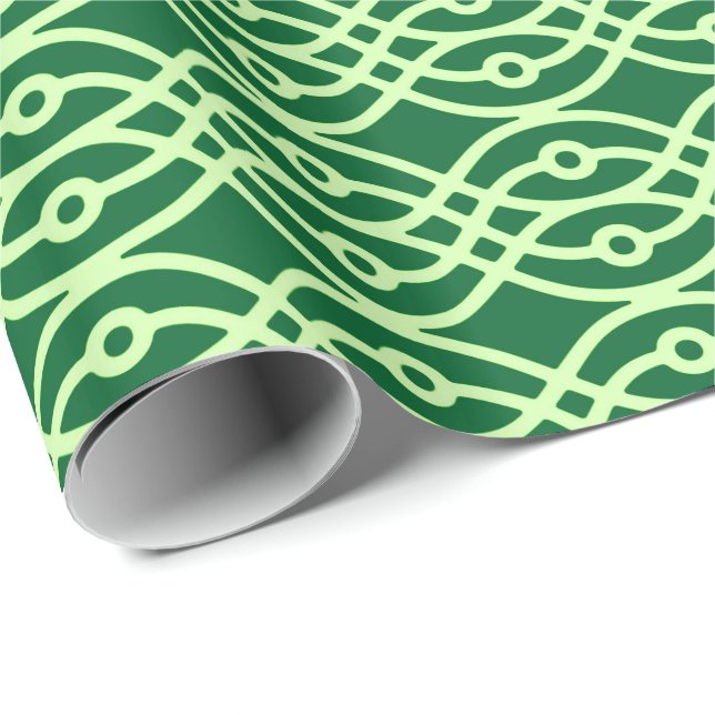Kimono Print, Darks & Hellgrün Geschenkpapier (Rolleneckpunkt)