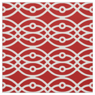 Kimono Print, dunkelrot und weiß Stoff