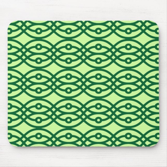 Kimono Print, hell und dunkelgrün Mousepad (Vorne)
