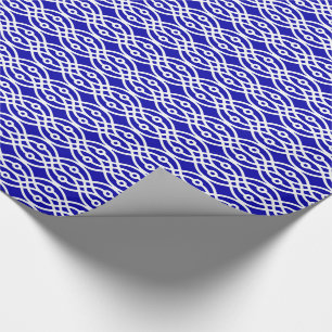 Kimono Print, Kobalt blau und weiß Geschenkpapier