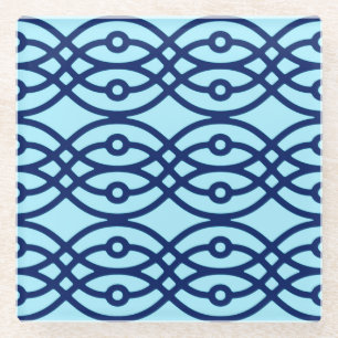 Kimono Print, Marine und hellblau Glasuntersetzer