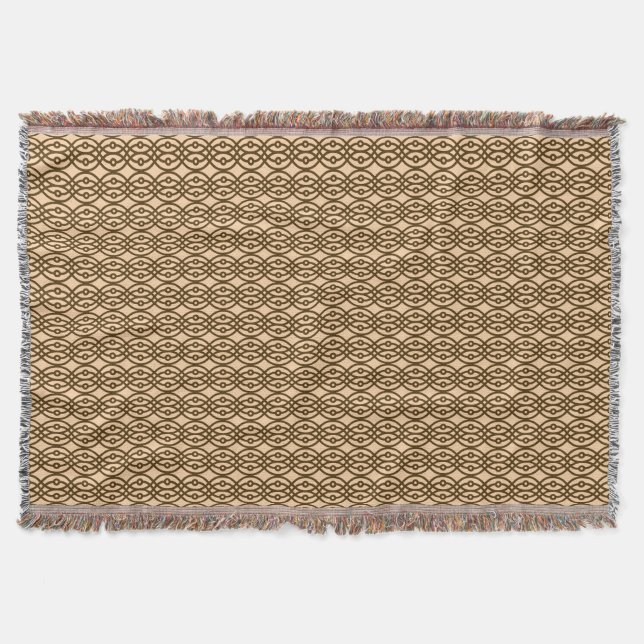 Kimono Print, Pfirsich und Schokolade Decke (Vorderseite)