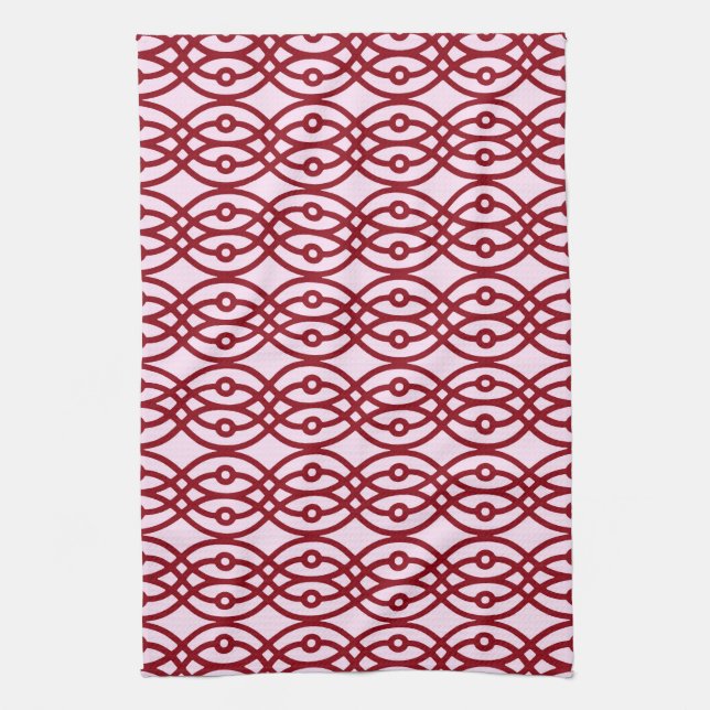 Kimono Print, Rosa und Bordeaux Küchentuch (Vertikal)