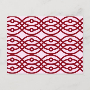 Kimono Print, Rosa und Bordeaux Postkarte