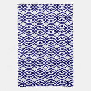 Kimono Print, silbergrau und blau Geschirrtuch