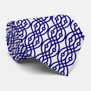 Kimono Print, silbergrau und blau Krawatte