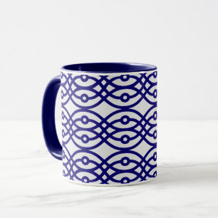 Kimono Print, silbergrau und blau Tasse