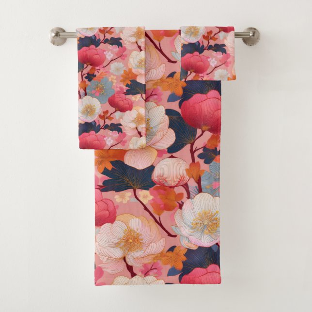 Kimono-Stoff aus Japan inspiriert Badhandtuch Set (Insitu)
