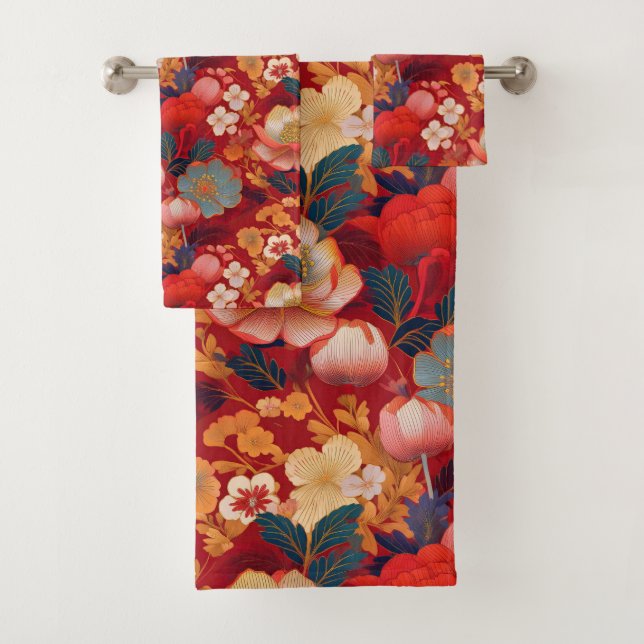 Kimono-Stoff aus Japan inspiriert Badhandtuch Set (Insitu)