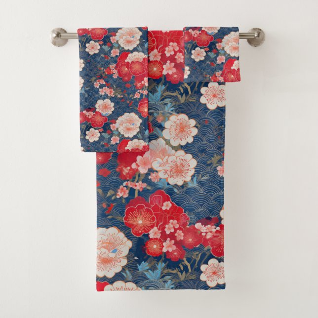 Kimono-Stoff aus Japan inspiriert Badhandtuch Set (Insitu)