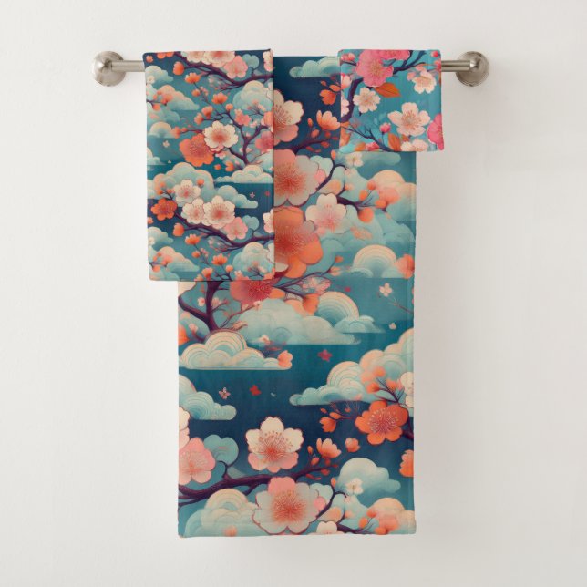 Kimono-Stoff aus Japan inspiriert Badhandtuch Set (Insitu)
