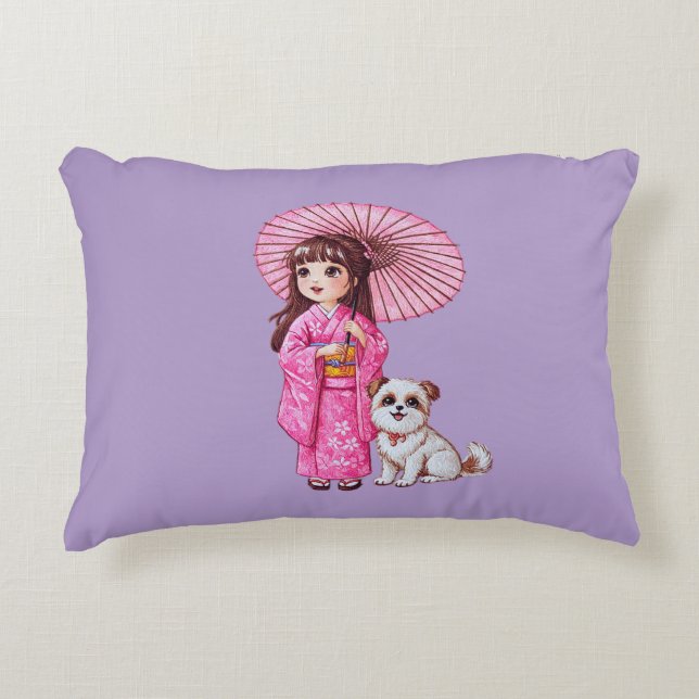 Kimono Süsse & Welpenkissen Dekokissen (Vorderseite)