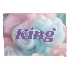 Kin und Queen Text on Cotton Candy Abstrakt Kissenbezug