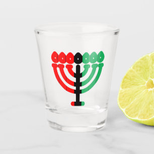 Kinara Candleholder RBG Striped Happy Kwanzaa Schnapsglas