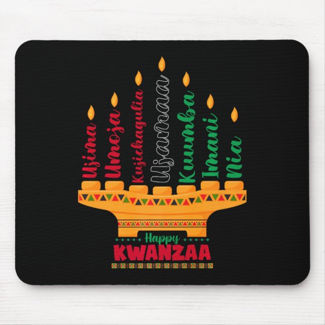 Kinara Seven Candles Principles of Kwanzaa Happy K Mousepad (Vorne)