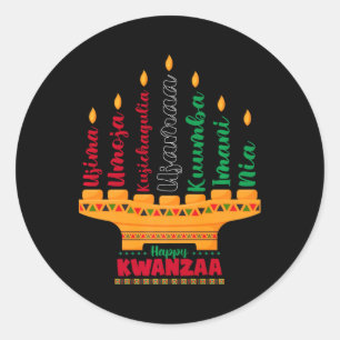 Kinara Seven Candles Principles of Kwanzaa Happy K Runder Aufkleber