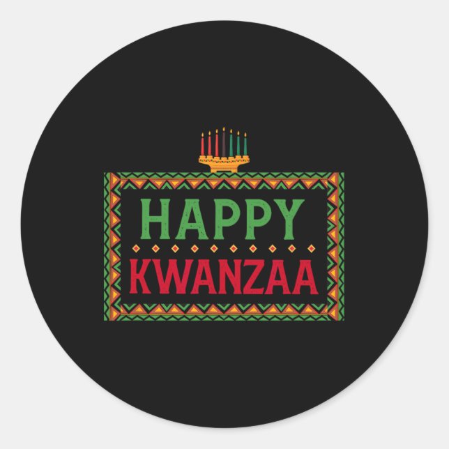 Kinara Seven Candles Principles of Kwanzaa Happy K Runder Aufkleber (Vorderseite)