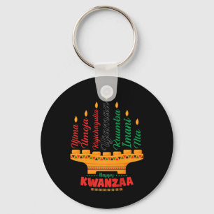 Kinara Seven Candles Principles of Kwanzaa Happy K Schlüsselanhänger
