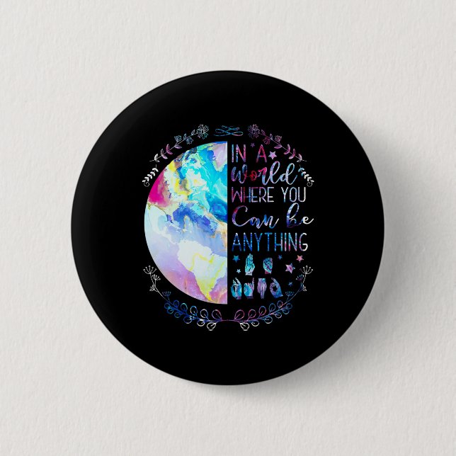 Kind Asl Alphabet American Sign Language Deaf Awar Button (Vorderseite)