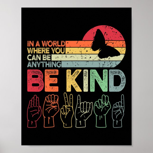 Kind Autismus Bewusstsein Asl Mama Lehrer Kindness Poster (Vorne)