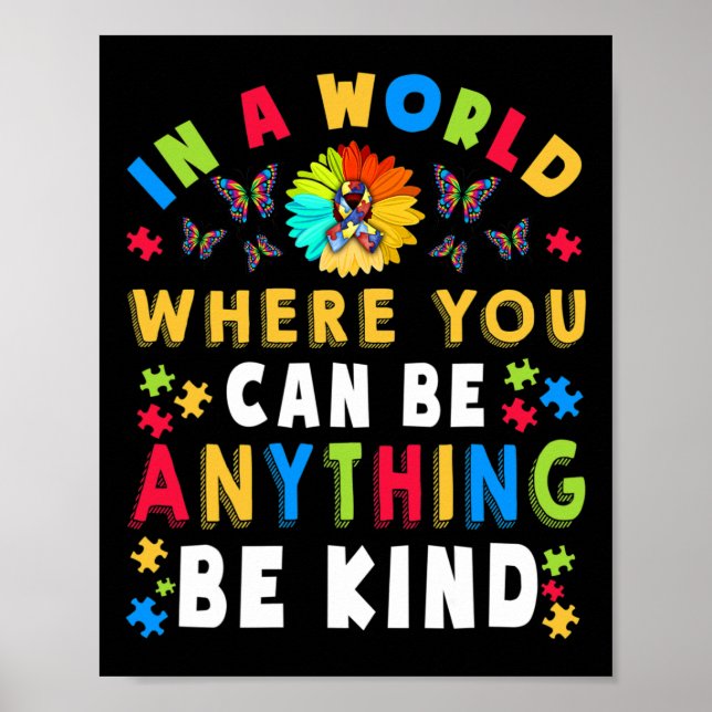 Kind Autismus Bewusstsein Asl Mama Lehrer Kindness Poster (Vorne)