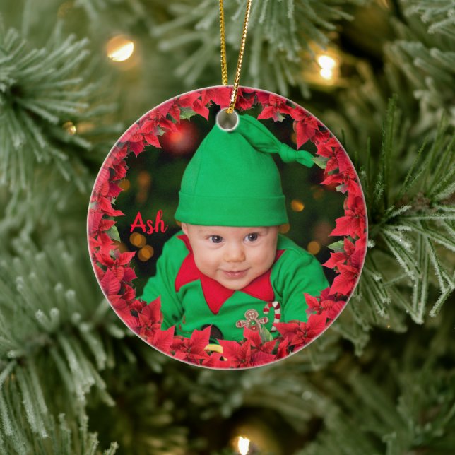 Kind/Baby Foto Weihnachten Keramik Ornament (Baum)