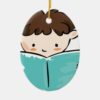Kind, das ein Buch liest Keramik Ornament