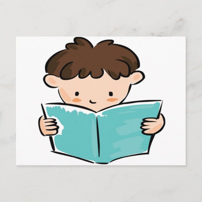 Kind, das ein Buch liest Postkarte (Vorderseite)