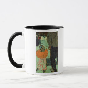 Kind, das einen roten Schal, C. 1891 trägt Tasse