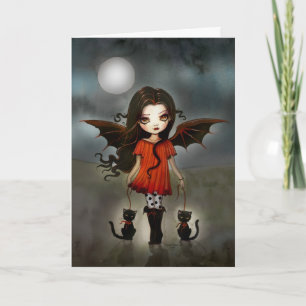 Kind der kleinen Vampirs-Karte Halloweens Karte