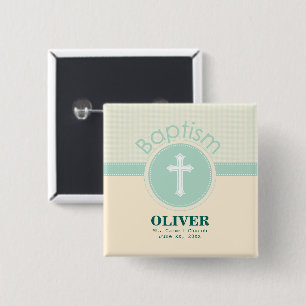 Kind der Taufe Gottes, neutrales Grün des Geschlec Button
