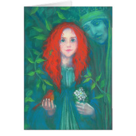 Kind des Waldes, rot-haariges Mädchen, grüne Farbt