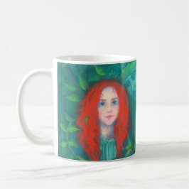 Kind des Waldes, rot-haariges Mädchen, grüne Farbt Tasse