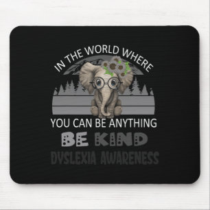 Kind Dyslexie Bewusstsein Elefant Retro Hintergrun Mousepad